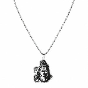 Le Collier de Shiva Parvati argenté avec serpent et trident  La Maison de Bouddha