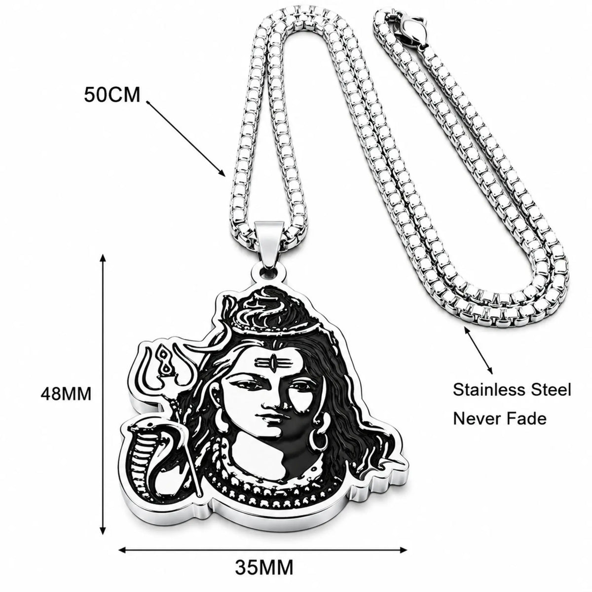 Le Collier de Shiva Parvati argenté avec serpent et trident  La Maison de Bouddha