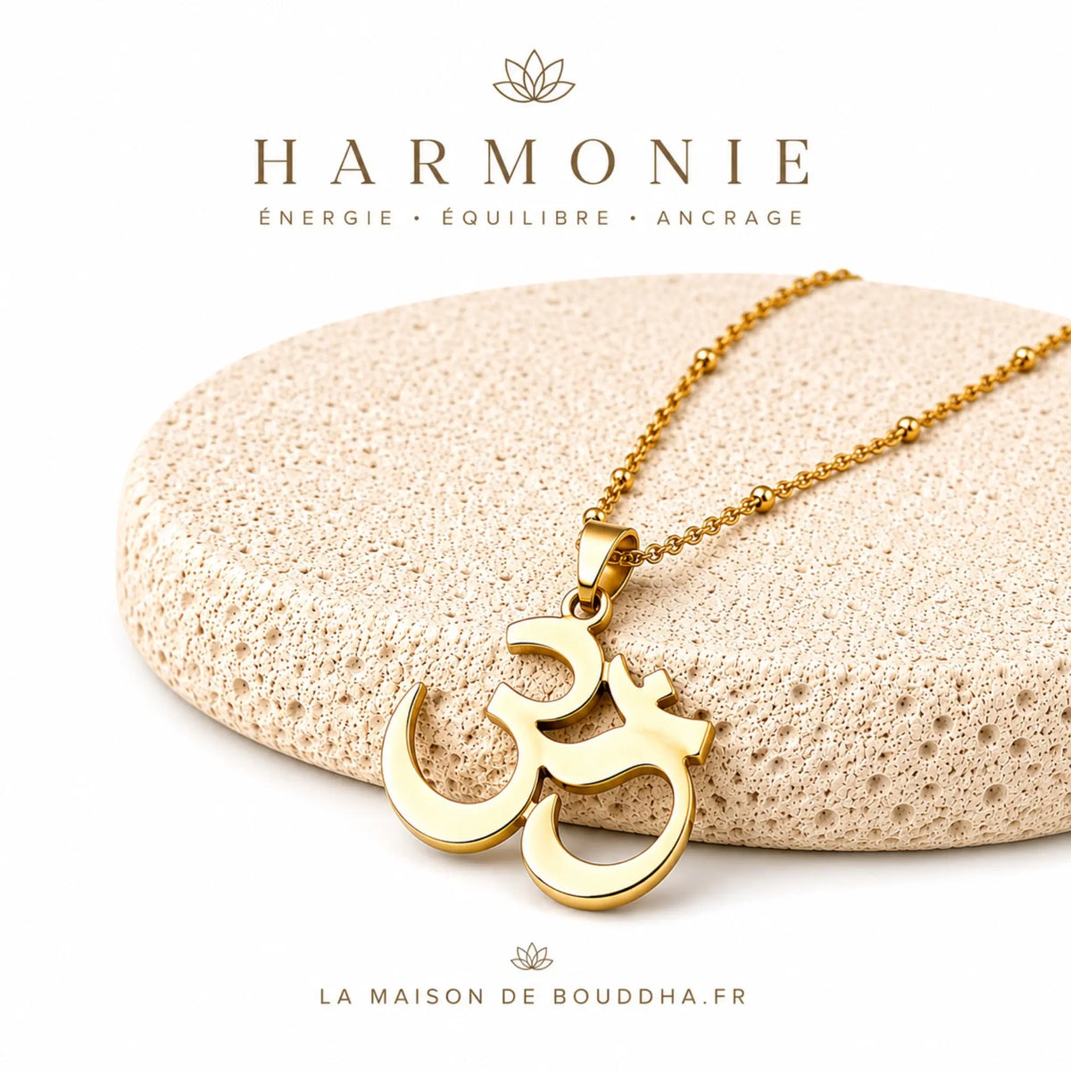 Pendentif Aum Doré  La Maison de Bouddha
