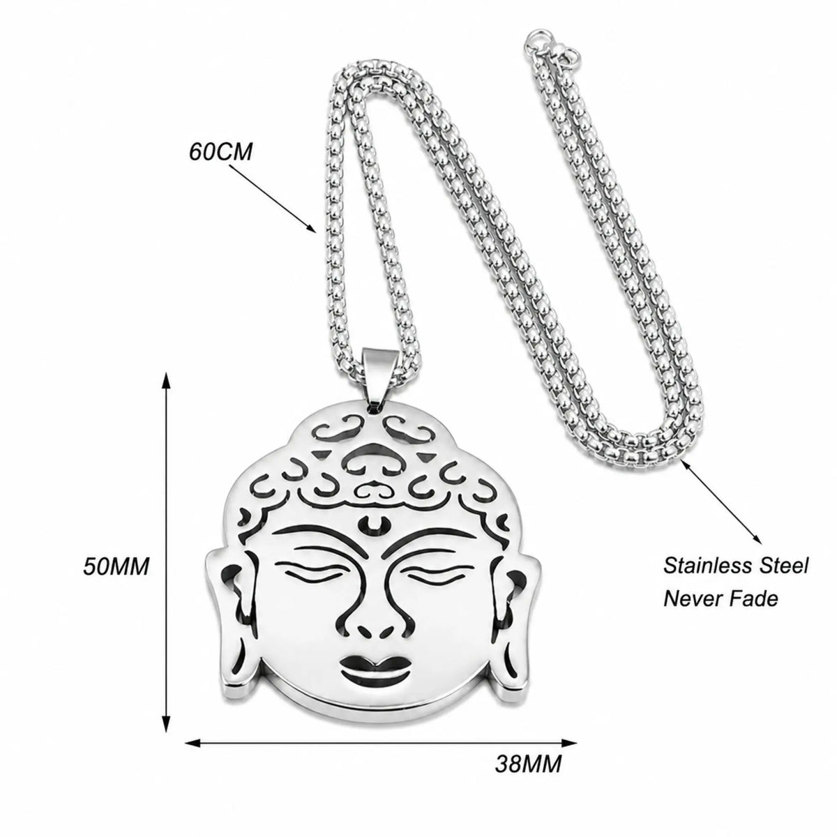 Pendentif Bouddha argent minimaliste en acier inoxydable – bijou zen 