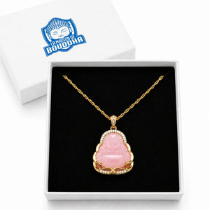 Pendentif Bouddha Chinois Quartz Rose Colliers La Maison de Bouddha