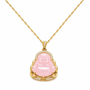 Pendentif Bouddha Chinois Quartz Rose Colliers La Maison de Bouddha