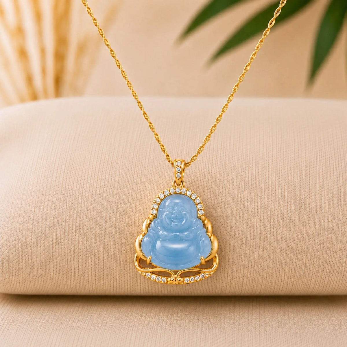 Pendentif Bouddha Rieur Bleu Colliers La Maison de Bouddha