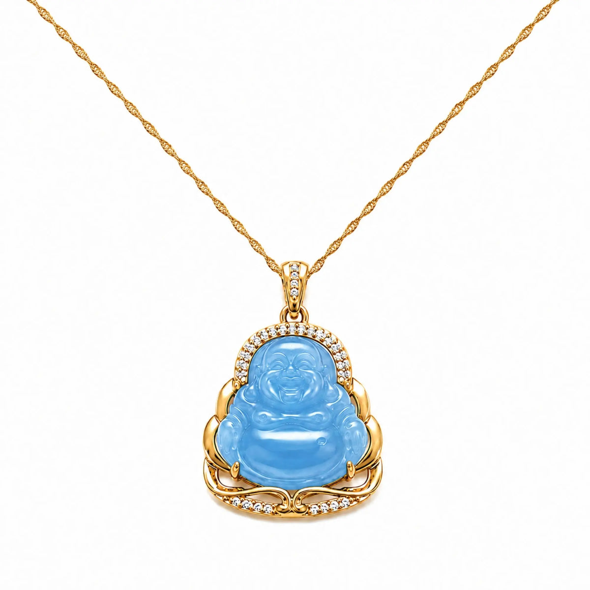 Pendentif Bouddha Rieur Bleu Colliers La Maison de Bouddha