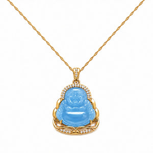 Pendentif Bouddha Rieur Bleu Colliers La Maison de Bouddha