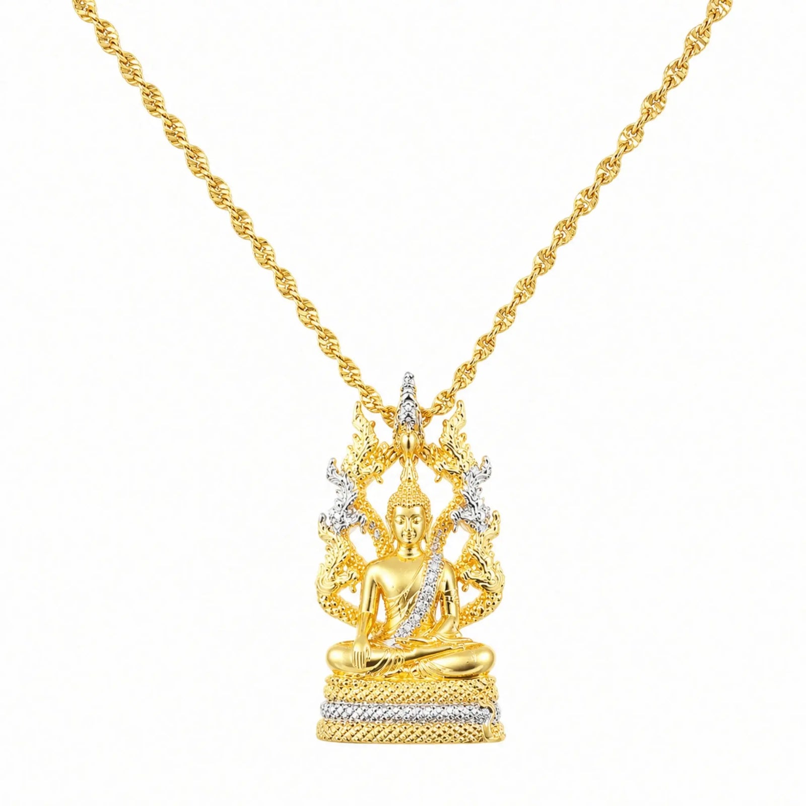 Pendentif Bouddha Thaïlandais Doré Colliers La Maison de Bouddha