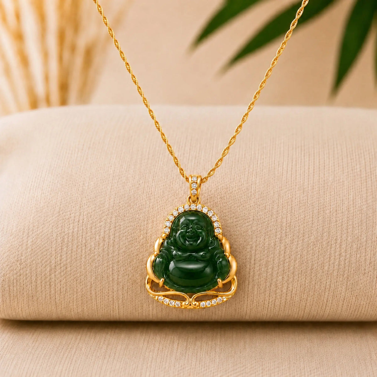 Pendentif Bouddha en Jade et Or  La Maison de Bouddha