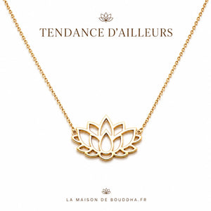 Pendentif avec Fleur de Lotus Doré Colliers La Maison de Bouddha