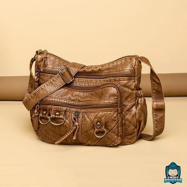 Sac-Cuir-Bandouliere-Marron-Tabac-pour-Femme-en-cuir-PU-souple-La-Maison-de-Bouddha