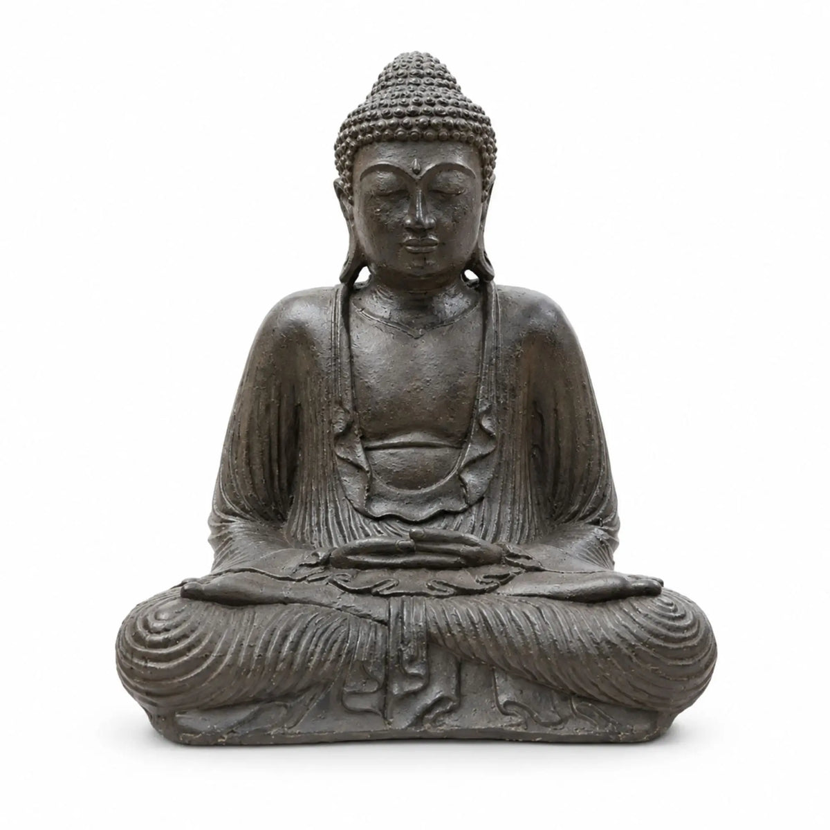 Statue Bouddha Assis Brun Antique en Béton – 42 cm  La Maison de Bouddha