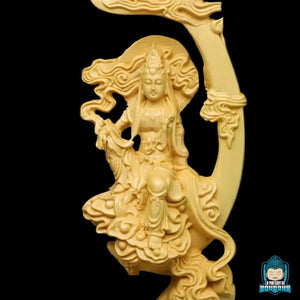 Statue-Bouddha-Guanyin-Assis-en-Bois-Massif-photo-vue-de-près-La-Maison-de-Bouddha