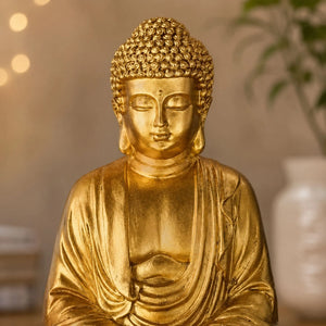 Statue Bouddha Méditation Dorée en Résine – 20 cm statue bouddhiste en résine La Maison de Bouddha