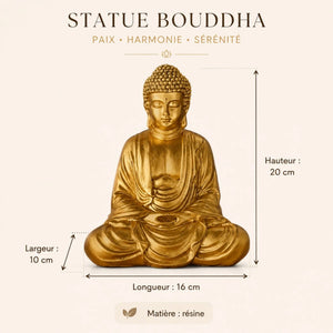 Statue Bouddha Méditation Dorée en Résine – 20 cm statue bouddhiste en résine La Maison de Bouddha