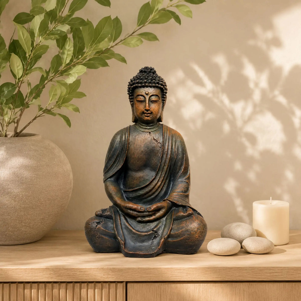 Statue Bouddha de Jardin en Résine – 38 cm  La Maison de Bouddha
