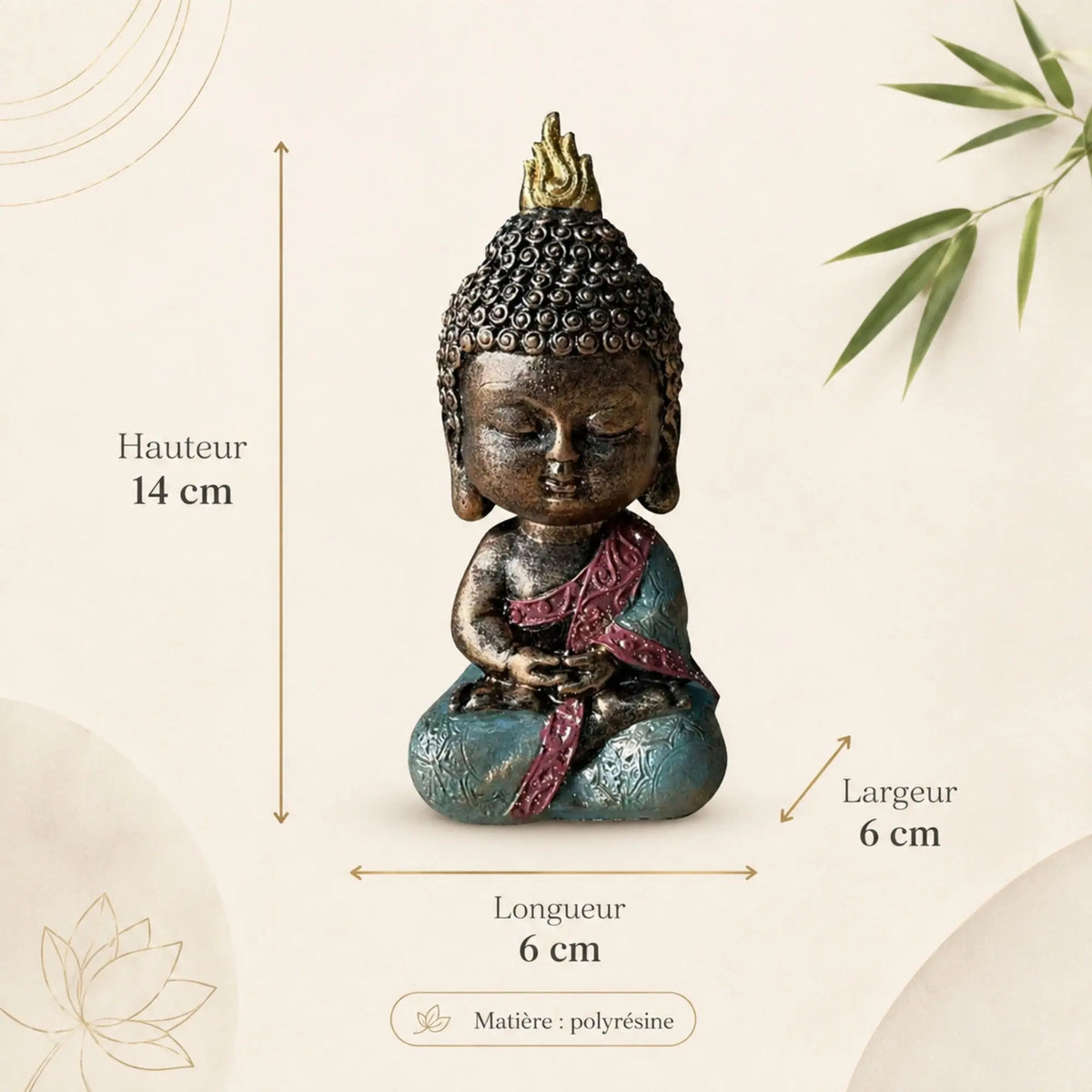 Statuette Bébé Bouddha Zen en Méditation – 14 cm statue bouddhiste en résine 