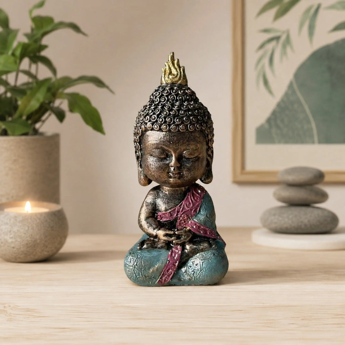 Statuette Bébé Bouddha Zen en Méditation – 14 cm statue bouddhiste en résine La Maison de Bouddha