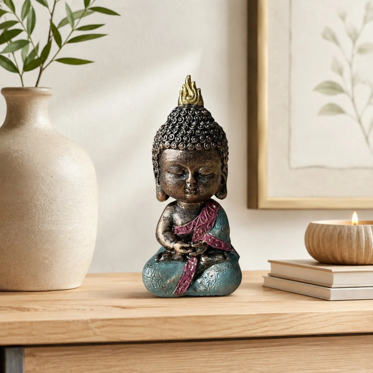 Statuette Bébé Bouddha Zen en Méditation – 14 cm statue bouddhiste en résine La Maison de Bouddha