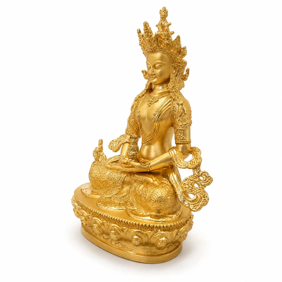 Statuette Bouddha Amitayus Dorée en Métal – 16 cm  La Maison de Bouddha