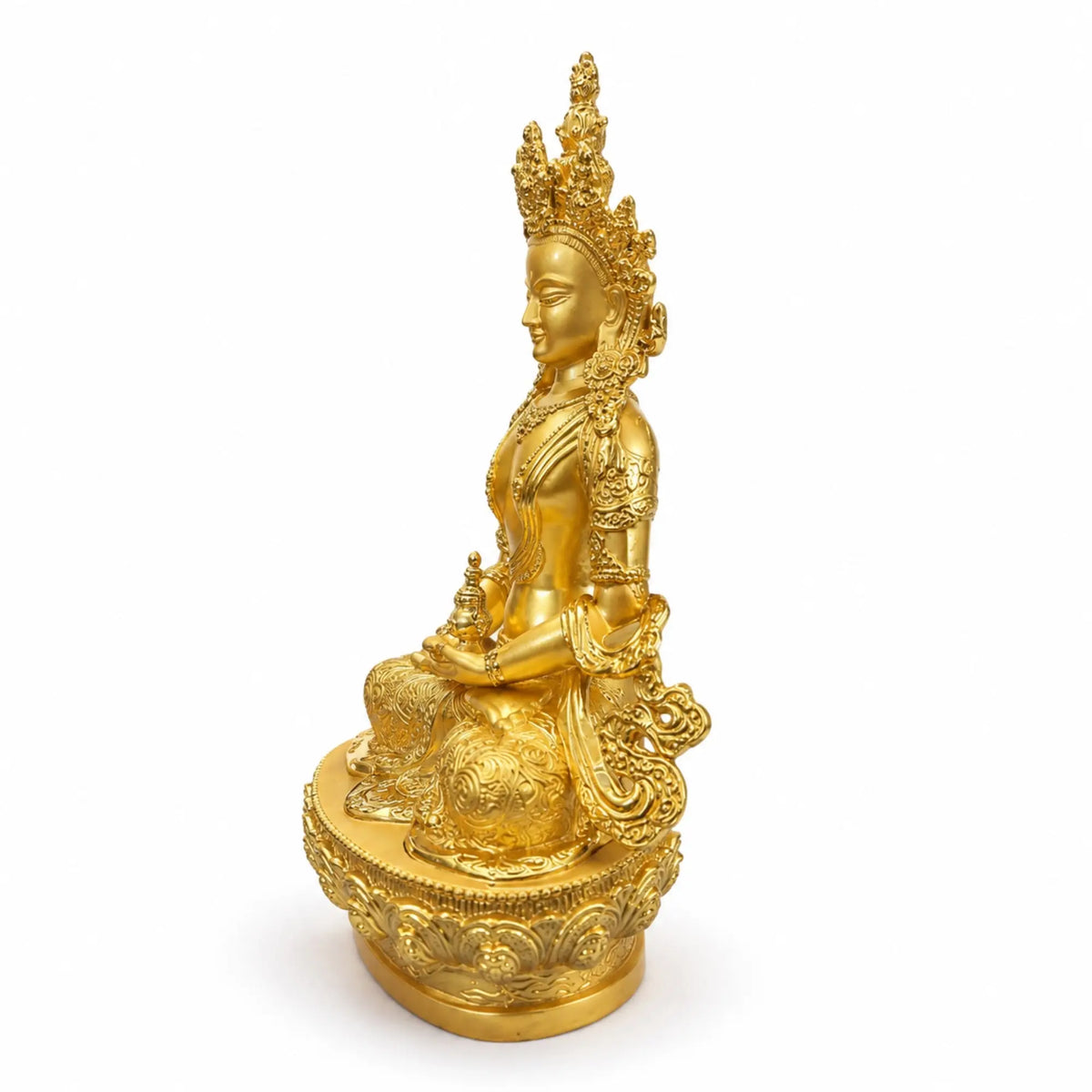 Statuette Bouddha Amitayus Dorée en Métal – 16 cm  La Maison de Bouddha