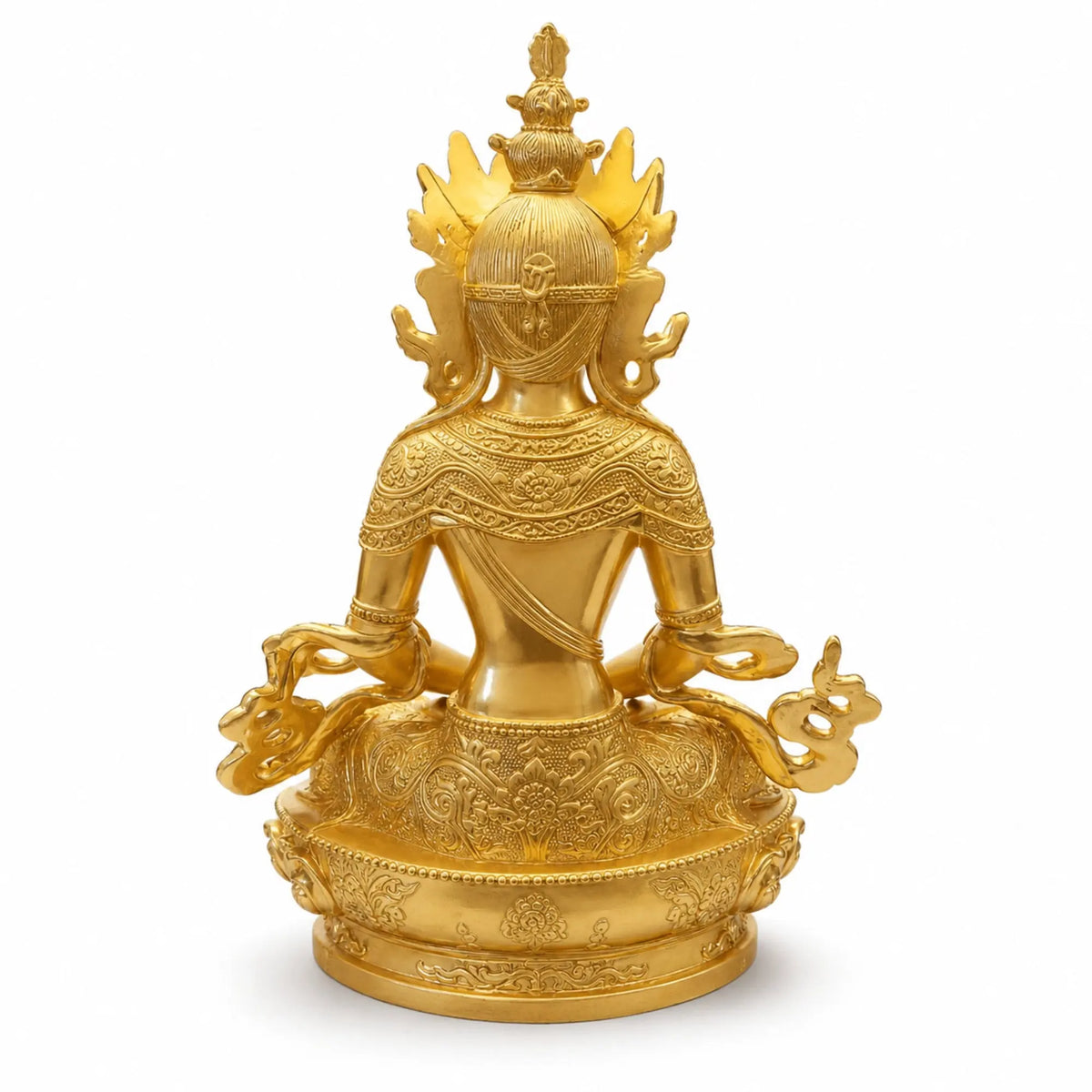 Statuette Bouddha Amitayus Dorée en Métal – 16 cm  La Maison de Bouddha