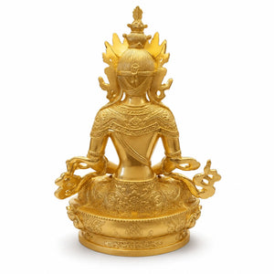 Statuette Bouddha Amitayus Dorée en Métal – 16 cm  La Maison de Bouddha