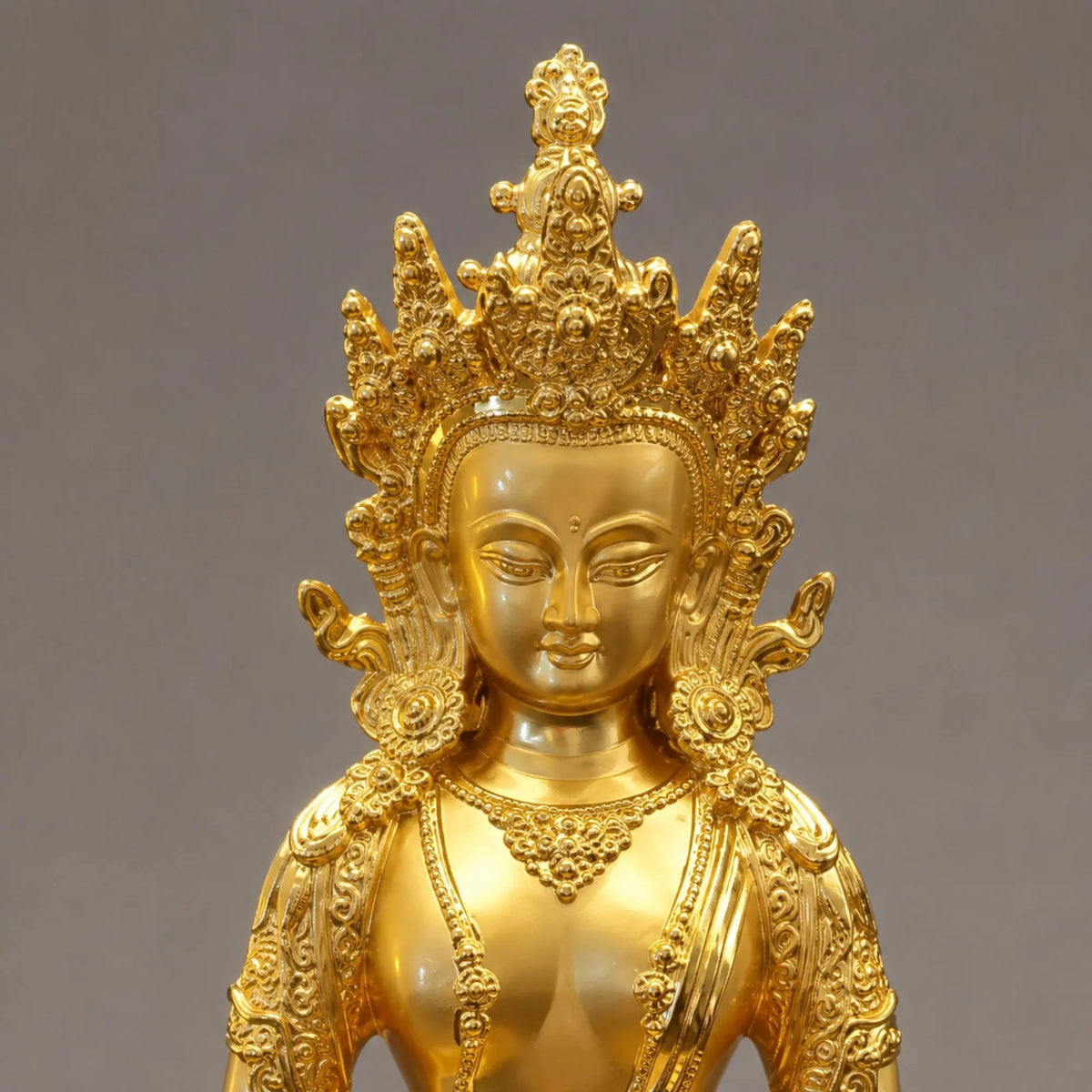 Statuette Bouddha Amitayus Dorée en Métal – 16 cm  La Maison de Bouddha