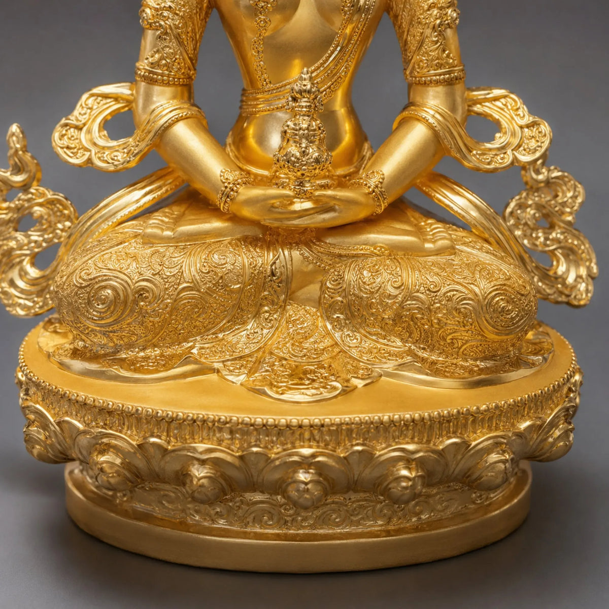 Statuette Bouddha Amitayus Dorée en Métal – 16 cm  La Maison de Bouddha