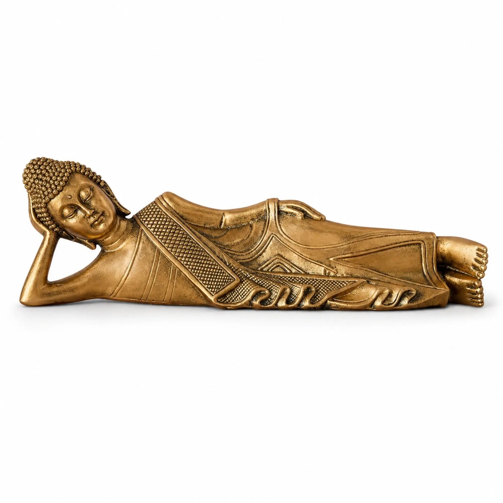 Statuette Bouddha Couché Doré en Résine – 22 cm  La Maison de Bouddha
