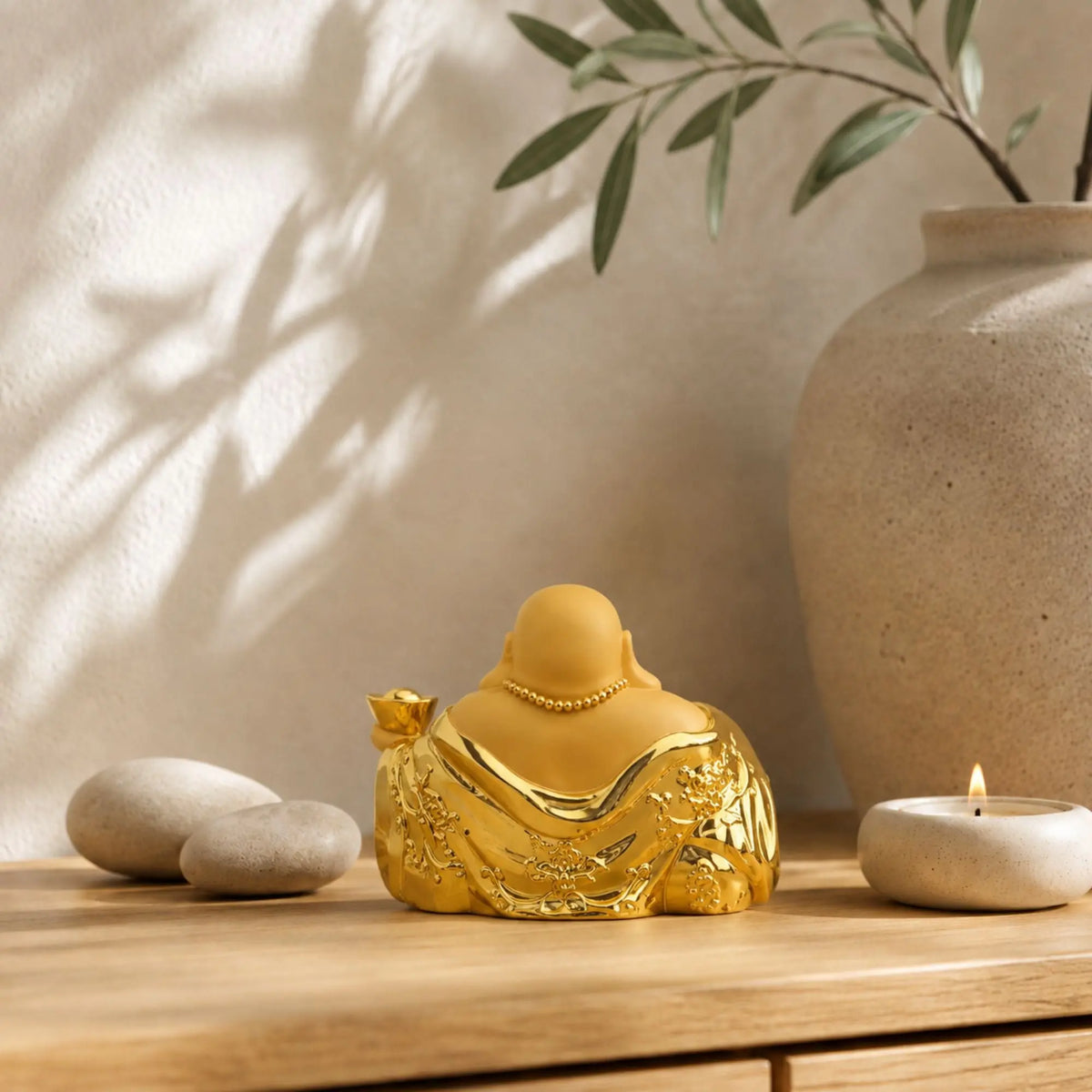 Statuette Bouddha Rieur Budai Dorée en Résine – 8 cm  La Maison de Bouddha