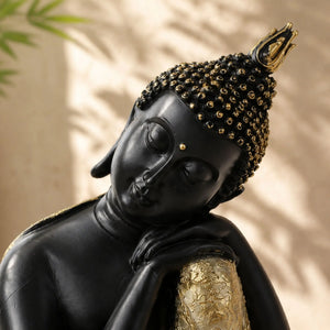 Statuette Bouddha Thaïlandais Penseur Noir et Or – 20 cm  La Maison de Bouddha