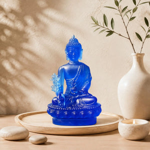 Statuette Bouddha de Médecine Bleue en Résine – 13 cm  La Maison de Bouddha