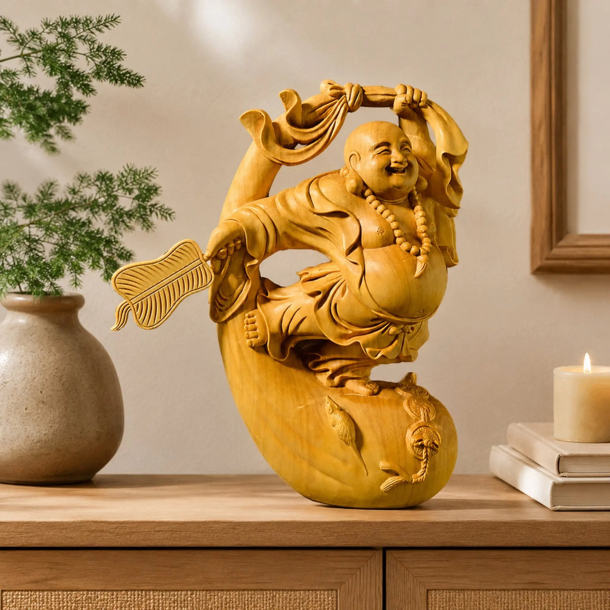 Statuette Budai en Bois de Cyprès – 13 cm | La Maison de Bouddha 200044142 La Maison de Bouddha