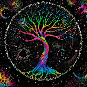 Tenture Arbre de Vie Multicolore – 7 Chakras Tapisseries de décoration La Maison de Bouddha