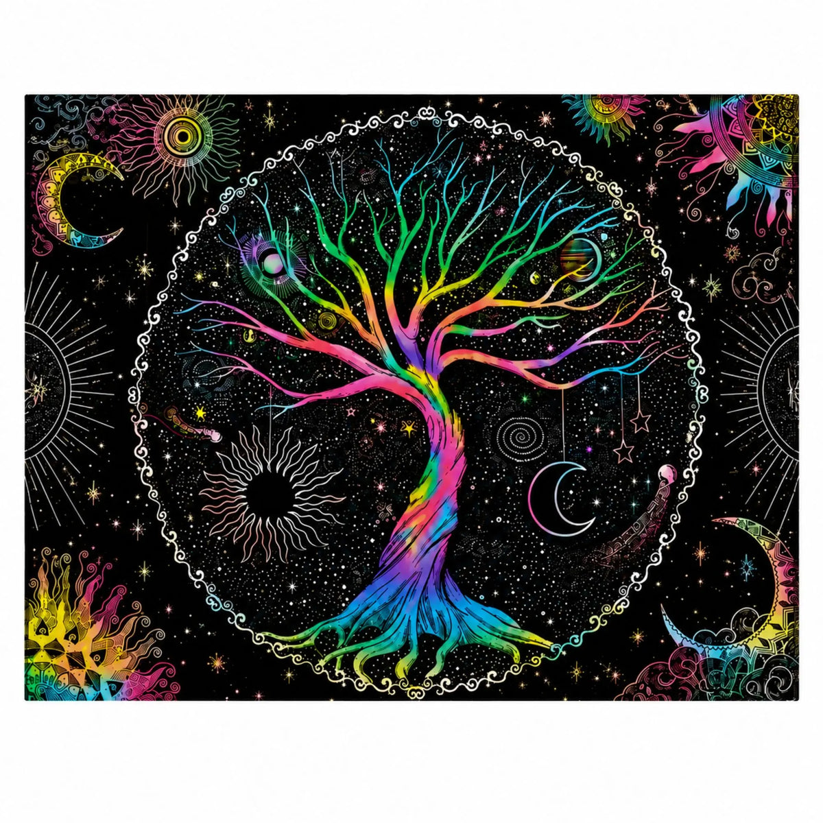 Tenture Arbre de Vie Multicolore – 7 Chakras Tapisseries de décoration La Maison de Bouddha