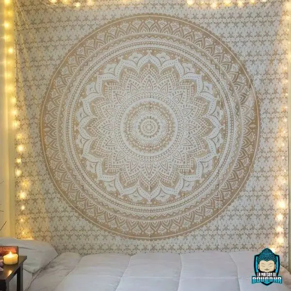 Tenture Mandala Beige Tapisseries de décoration La Maison de Bouddha