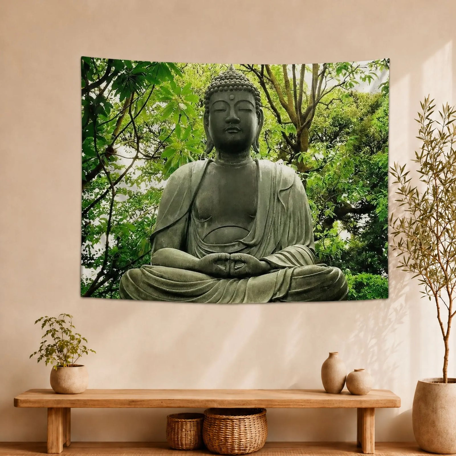 Tenture Murale Bouddha Forêt Tapisseries de décoration La Maison de Bouddha