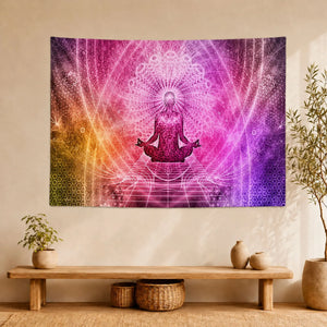 Tenture Murale Méditation Rose et Violette Tapisseries de décoration La Maison de Bouddha