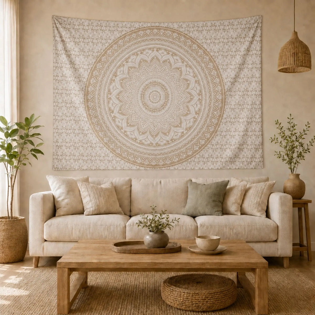 Tenture Murale Mandala Beige