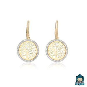 Boucles d’oreilles + Collier Arbre de Vie couleur or – Parure bouddhiste lumineuse pour bien-être et élévation spirituelle