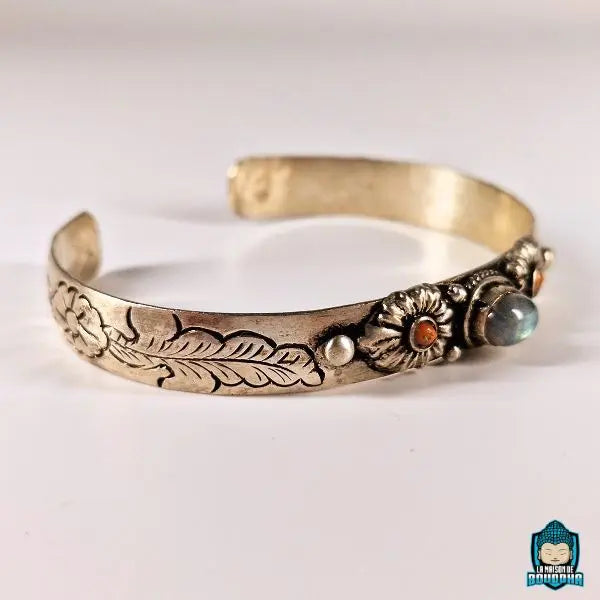 Bracelet Jonc Tibetain et Labradorite Naturelle