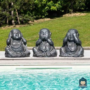 3 Bouddhas de la Sagesse Jardin Gris  La Maison de Bouddha