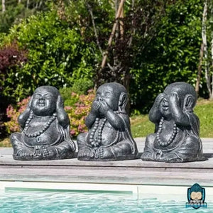 3 Bouddhas de la Sagesse Jardin Gris  La Maison de Bouddha