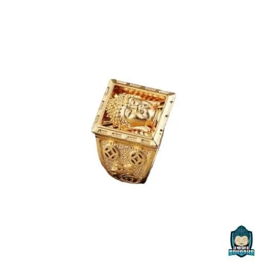 Bague-Bouddha-Or-metal-dore-gravee-tete-de-Bouddha-reglable-vue-de-profil-La-Maison-de-Bouddha