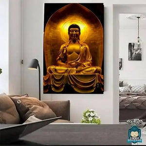 Bouddha-Peinture-Acrylique-couleur-or-toile-canvas-poly-coton-La-Maison-de-Bouddha