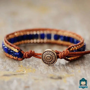 Bracelet Cuir et Lapis Lazuli  La Maison de Bouddha