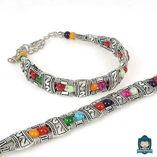 Bracelet-Tibetain-Bleu-en-alliage-de-zinc-pierres-synthetiques-multicolores-diametre-20-cm-La-Maison-de-Bouddha