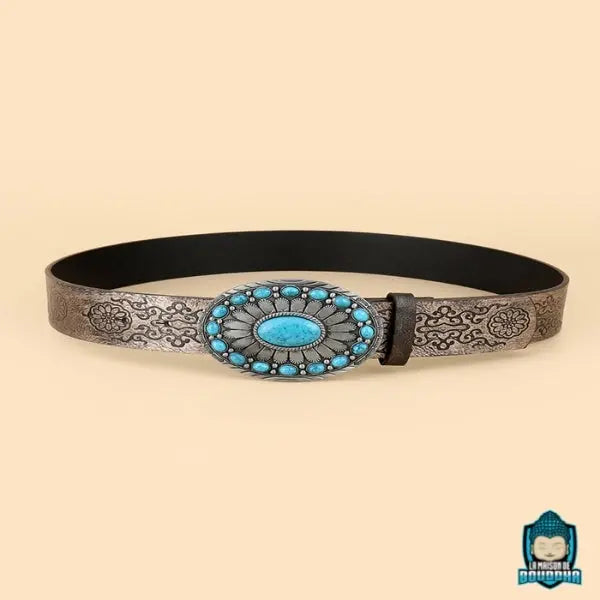 Ceinture-ethnique-turquoise-longueur-100-cm-en-cuir-PU-boucle-argent-perles-turquoise-ceinture-gravee