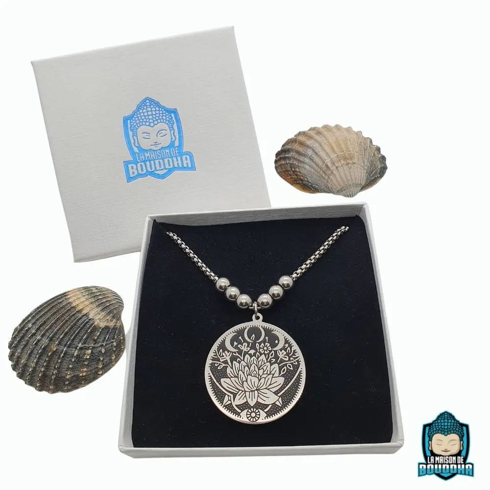 Collier délicat pour femme avec pendentif lotus, fleur de lotus, chaîne Collier délicat pour femme avec pendentif lotus, fleur de lotus, chaîne