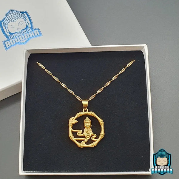 Collier Petit Bouddha Zen Doré