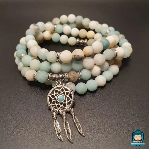 Mala-Tibetain-Amazonite-attrape-reves-108-perles-bijou-multicolore-La-Maison-de-Bouddha
